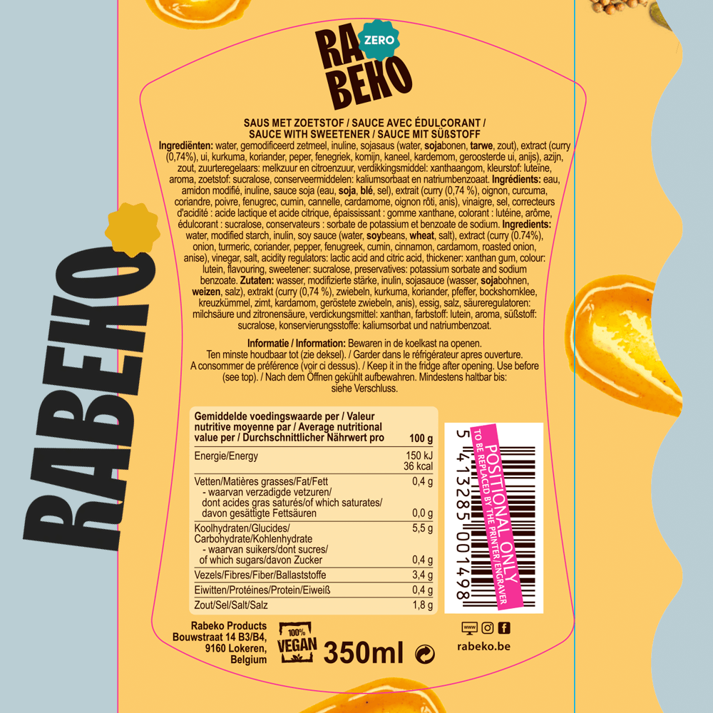 Rabeko Zero Curry Sauce - 350ml.