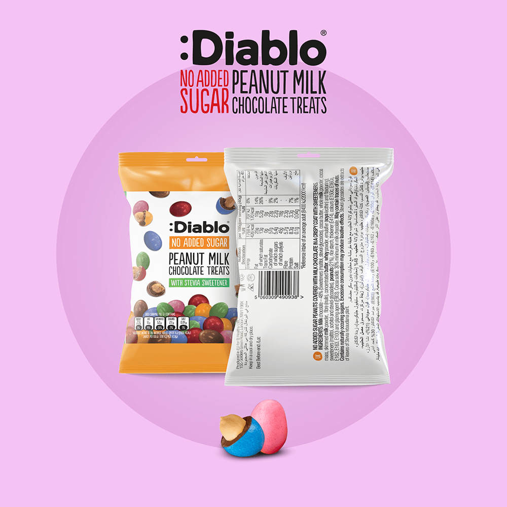 Diablo Peanut Milk Chocolate Treats - 40g. (No Added Sugar)