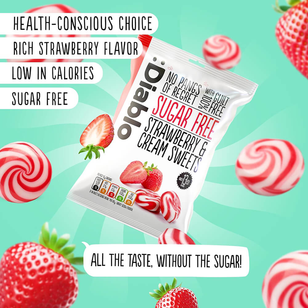 Strawberry and Cream Sweets - 75g. (Sugar Free)