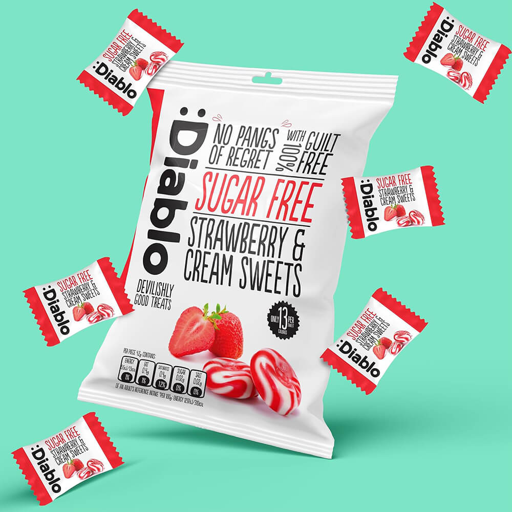 Strawberry and Cream Sweets - 75g. (Sugar Free)