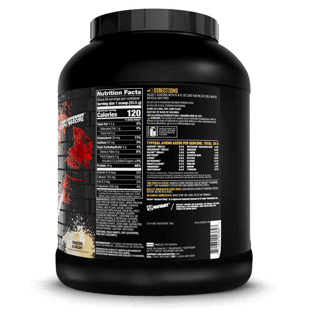 Mutant Hardcore Whey Cookies & Cream - 2270g.