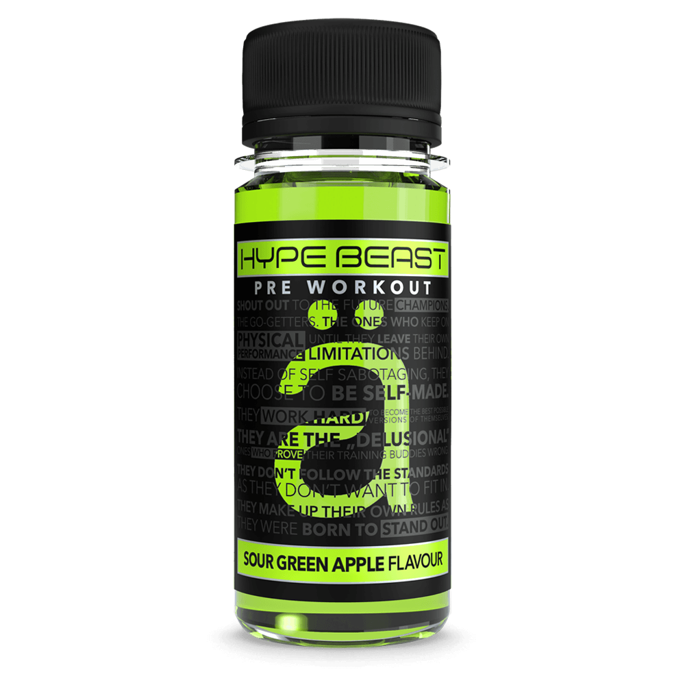 HypeBeast Pre-Workout Shot Sour Green Apple - 12x60ml.
