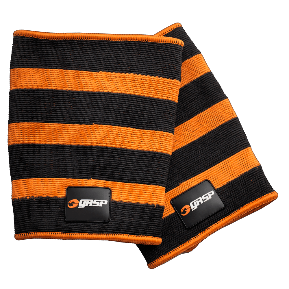 矯正用品・補助ベルト Gasp Power elbow sleeves, Black/Flame M GASP Power Elbow Support svart och orange armbågsskydd