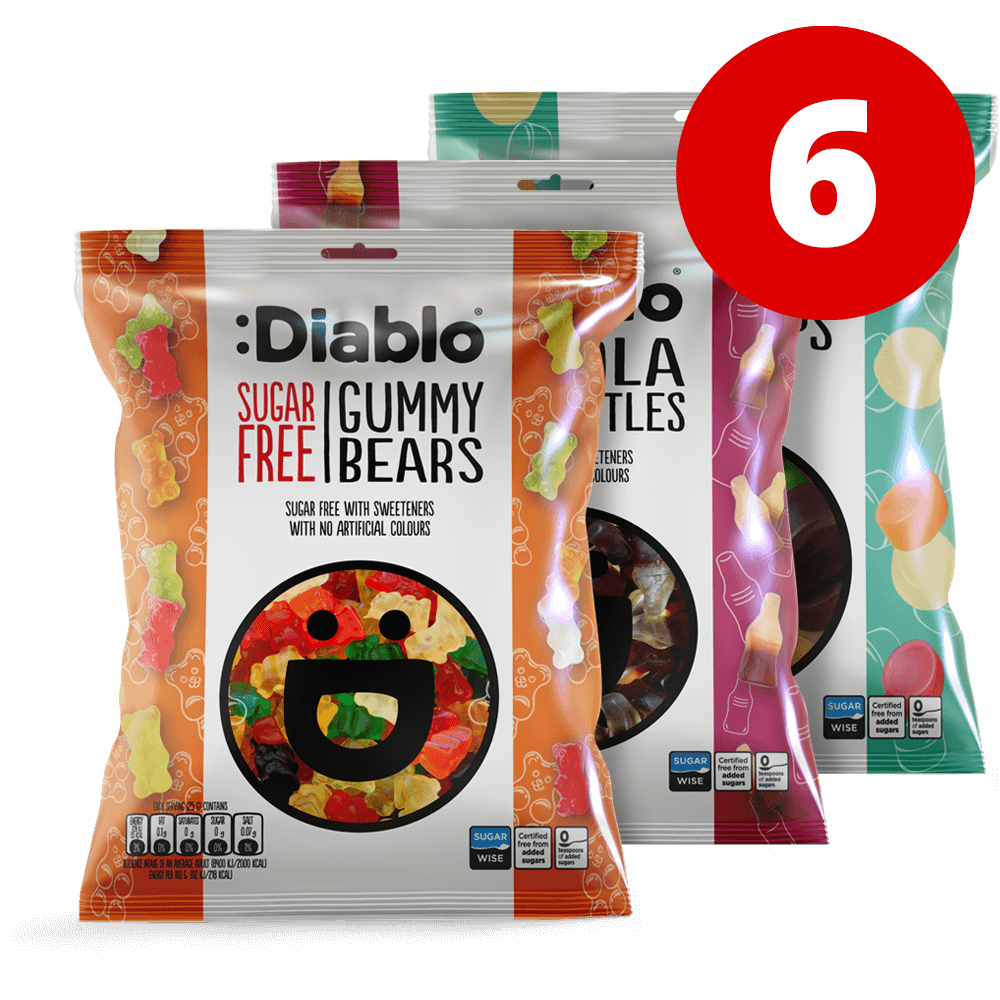 Diablo Winegum Mixed - 6x75g. (Sugar Free)