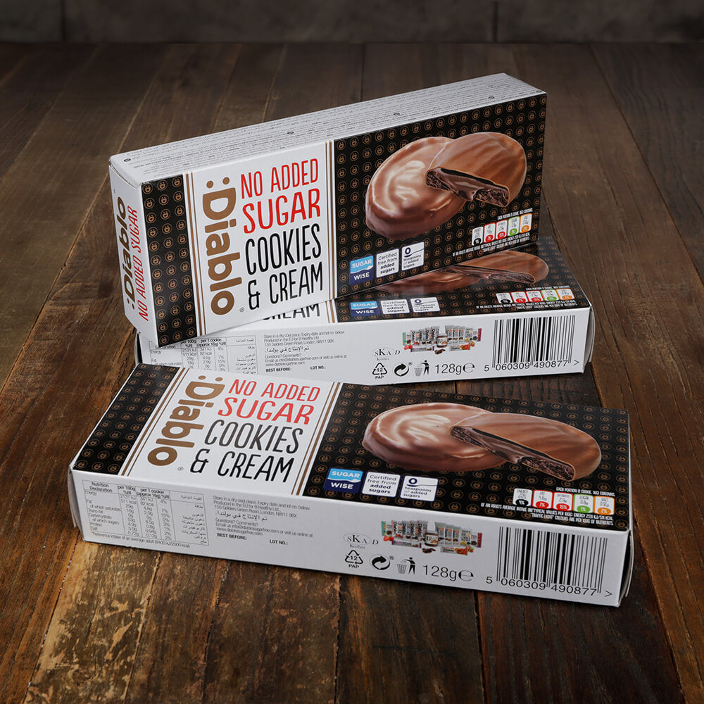 Diablo Chocolate Cream Cookies - 128g. (No Added Sugar)