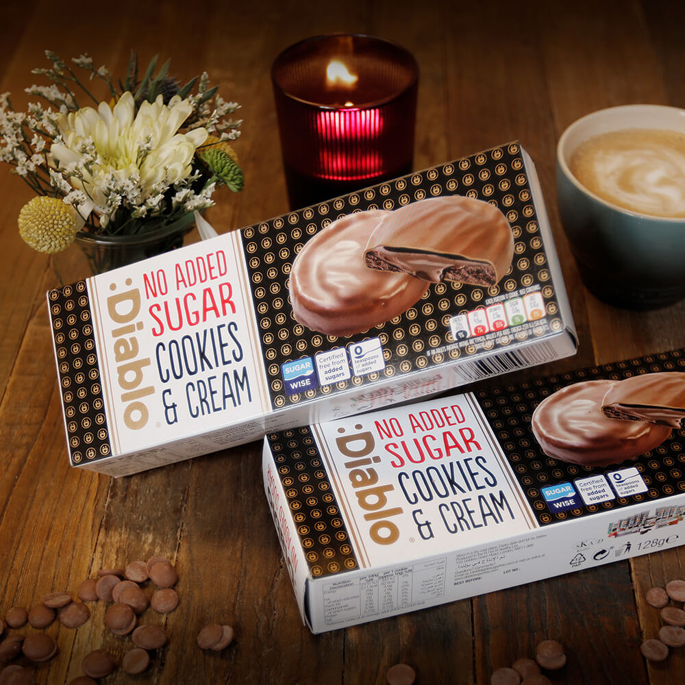 Diablo Chocolate Cream Cookies - 128g. (No Added Sugar)