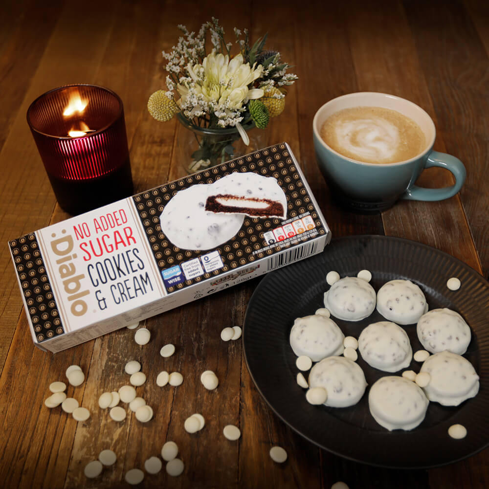 Diablo White Chocolate Cream Cookies - 128g. (No Added Sugar)