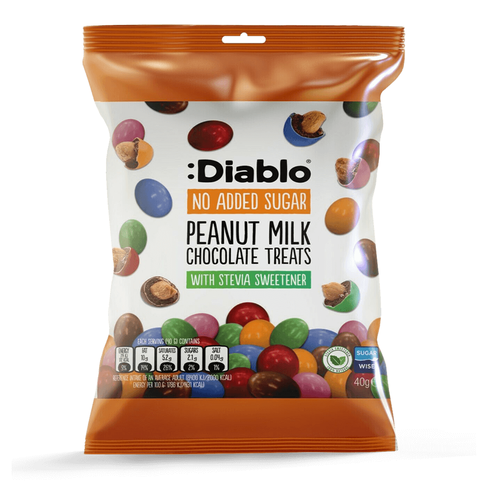 Diablo Peanut Milk Chocolate Treats - 40g. (No Added Sugar)
