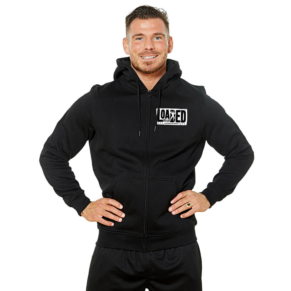 Loaded Barcode Zip Hoodie - Black