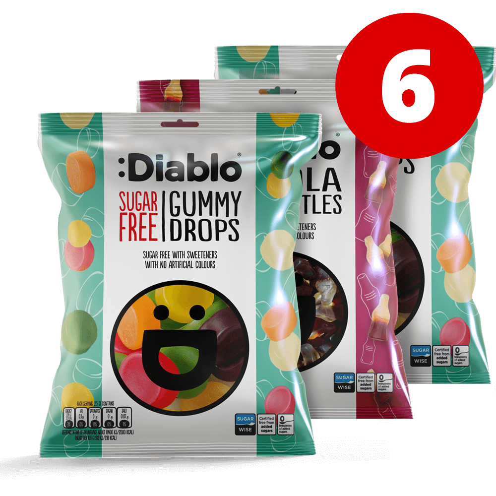 Diablo Winegum Mixed - 6x75g. (Sugar Free)