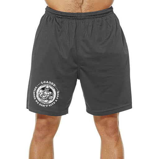 We Don't Give A Fuck Mesh Shorts - Charcoal