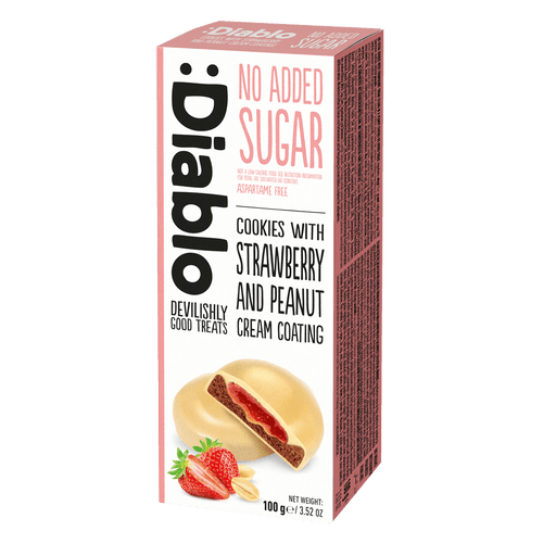 Diablo Strawberry and Peanut Cream Cookies - 100g. (No Added Sugar)