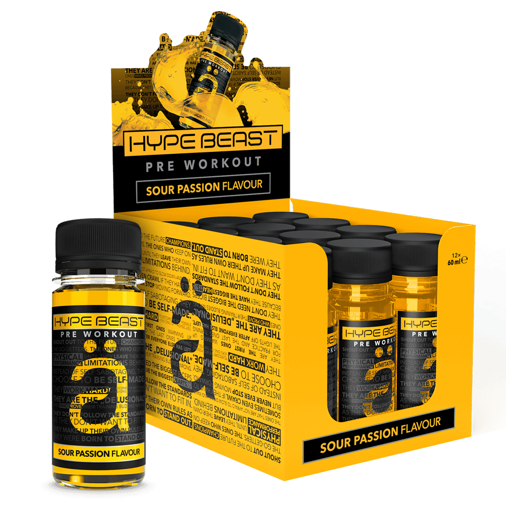 HypeBeast Pre-Workout Shot Citrus Passion Fruit - 12x60ml.