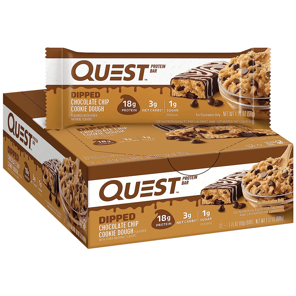 Quest Protein Bar Dipped Chocolate Chip Cookie Dough - 12x50g.