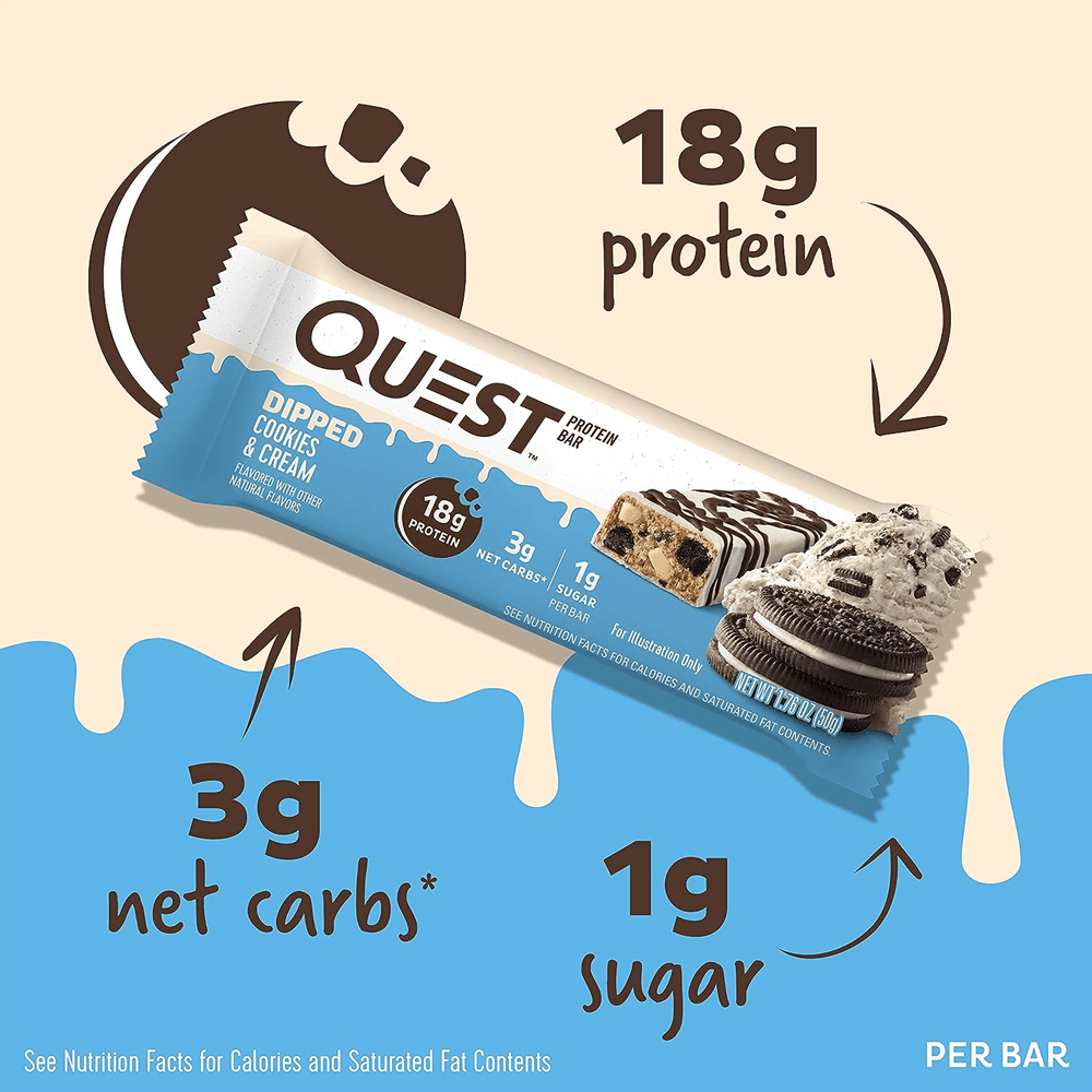 Quest Protein Bar Dipped Cookies & Cream - 12x50g.