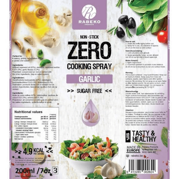 Rabeko Zero Cooking Spray Garlic - 200ml.