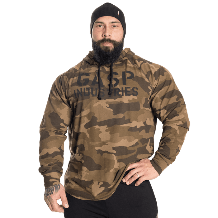 Long Sleeve Thermal Hoodie - Green Camo Print