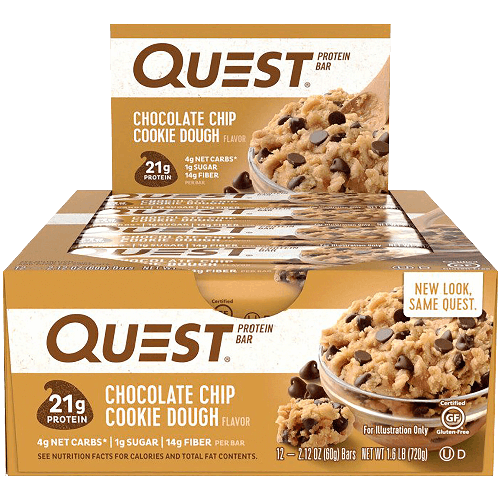 Quest Protein Bar Chocolate Chip Cookie Dough - 12x60g.