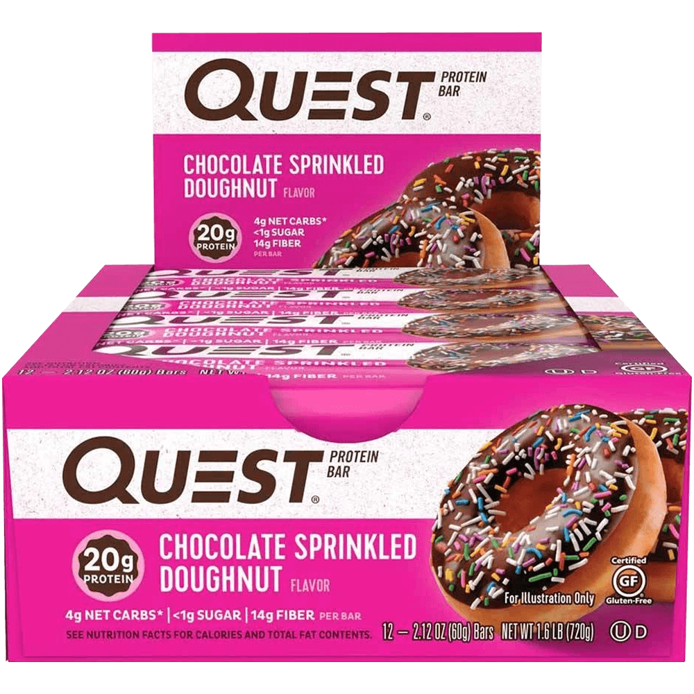 Quest Protein Bar Chocolate Sprinkled Doughnut - 12x60g.